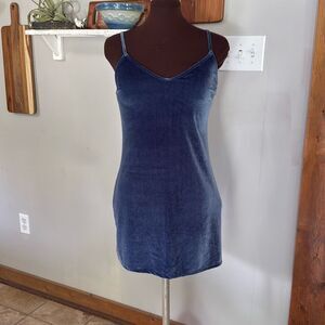 NWT Hollister Co womens velour mini slip dress size XS dusty blue fall event wed